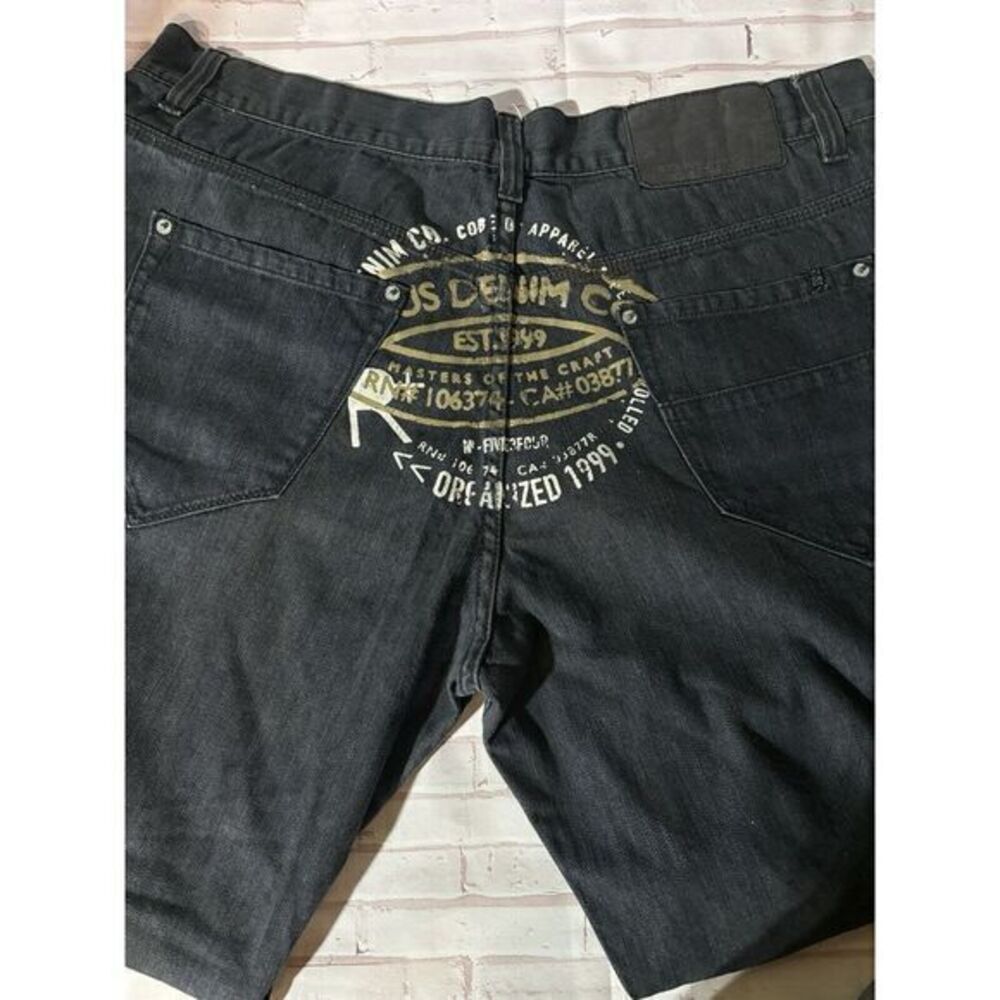 Vintage 90s Y2K Rocawear Jeans Straight Fit Coated Black Raw Indigo 44X 31